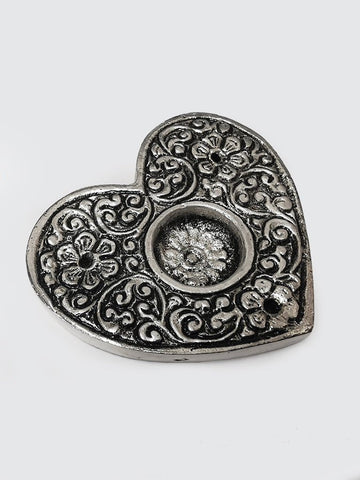 Namaste Metal Embossed Shaped Incense Holder - Heart - Yoga Studio Store